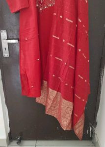 Red Embroidered Kurta