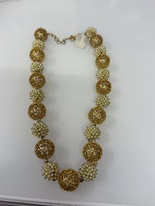 Vintage Gold &amp; Pearl Bead Necklace