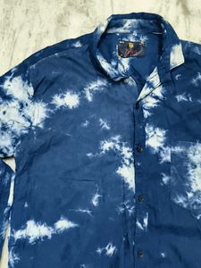 Men's Stylish Blue Tie-Dye Print Shirt