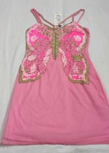 Pink Butterfly Sequin Dress