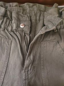 Olive Green High Waist Wide Leg Denims