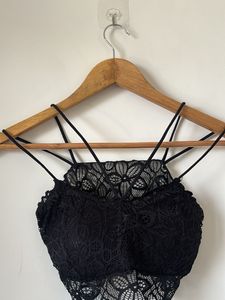 Lace Bralette Set - Black &amp; White - stretchable
