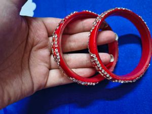 Red Bangles with Stones