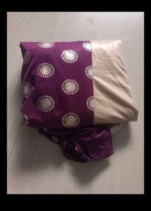 Elegant Purple &amp; Gold Ready To Wear Satin Sa