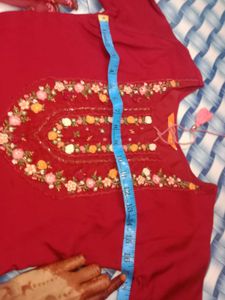 Red Embroidered Kurta Set