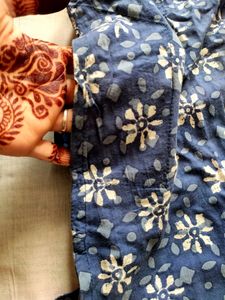 Blue Cotton Kurta With Pocket