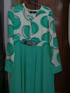 Teal & White Circle Dress