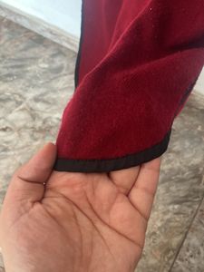 Red Embroidered Woollen Kurta