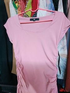 H&amp;M Pink Ruched Bodycon Mini Dress