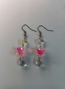 🌸 Unique Handmade Pink Flower Drop Earrings 🦋