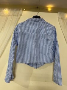 Blue Striped Crop Top