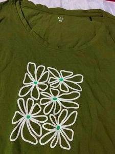 Olive Green Floral Graphic Tee