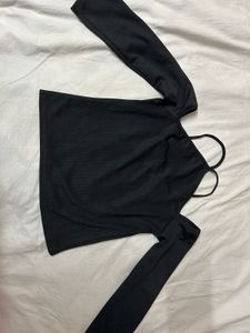 Halter Neck Black Ribbed Top ❤️‍🔥