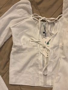 White Tie Up Top