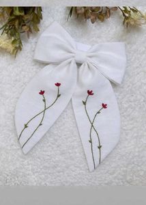 Floral Embroidered Hair Bow (Pack of 1) random pie