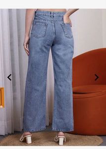 Shein High rise Cut out distressed stone wash jean