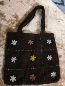Floral Embroidered Tote Bag