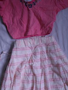 Beautiful Pink And White Ethnic Lehanga