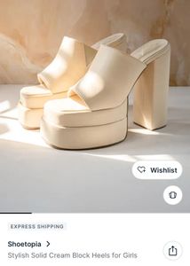Cream Block Heel Mules Used Once Only