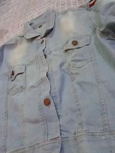 Striped Sleeve Denim Jacket