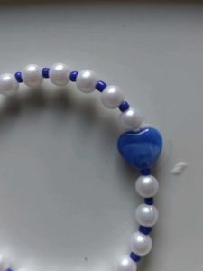 Pearl &amp; Blue Heart Bracelets