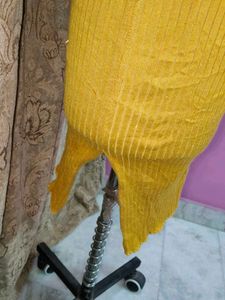 Mustard Bodycon Midi Dress