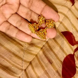 Gold Jhumka Earrings