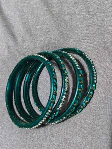 Teal Rhinestone Bangle Set