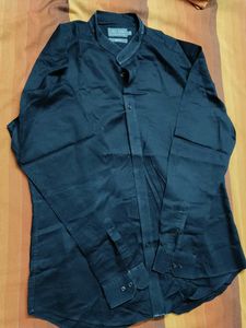 Marks &amp; Spencer Men Black Slimfit Cotton Shirt