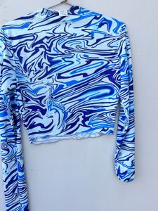 Blue Swirl Crop Top
