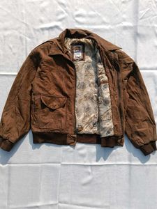 Vintage Brown Suede Bomber Jacket