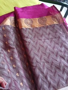 Burgady&amp;Mauve Rich Saree(Fresh Piece)