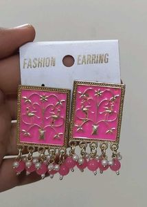 Pink & Gold Indian-Inspired Earrings