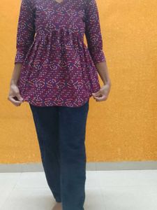 Pure Bandhani Cotton Trending Kurti