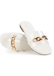 Gold Buckle Transparent Flat Sandals