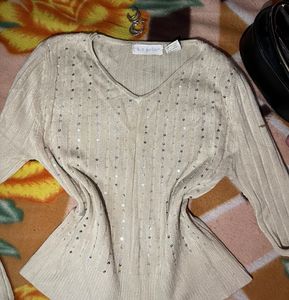 Sparkly Knit V-Neck Top