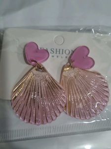 Heart &amp; Shell Drop Earrings
