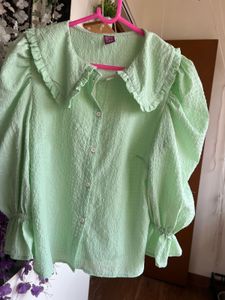 Mint Green Ruffled Blouse