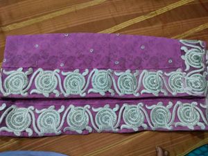 Pink Sareee With White Border
