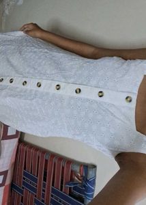 White Eyelet Button-Down Dress size S
