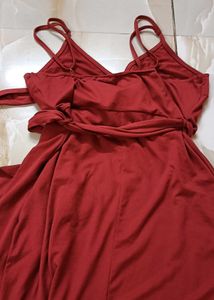 red knee length dress