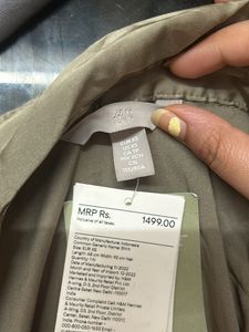H&amp;M Satin Olive Green Shirt- New With Tag-l