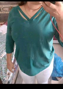 Stylish Teal V-Neck Top