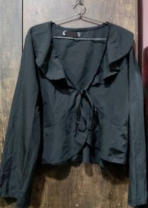 Black Tie-up Shrug (Jacket) Top