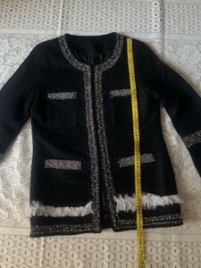 Exquisite Black Beaded &amp; Fringed Statement Blazer