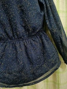 Navy Sheer Blouse