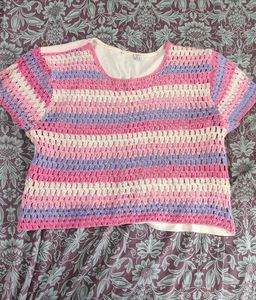 Crochet Striped Pastel Top Worth 800 😍