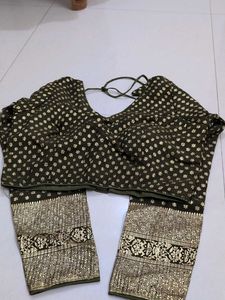 Mehendi Green Full Hands Blouse - Back Open