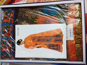 Elegant Orange Floral Saree