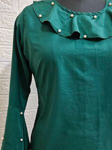Green Pearl Embellished Top